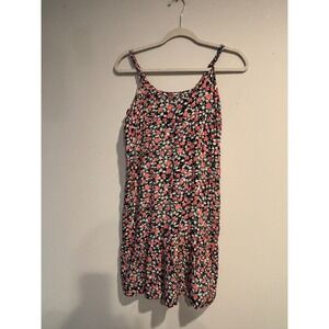 Qearal Floral Mini Dress Black Pink Yellow Size L